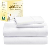 King Size Cotton Sheets - Thread Count 400  White