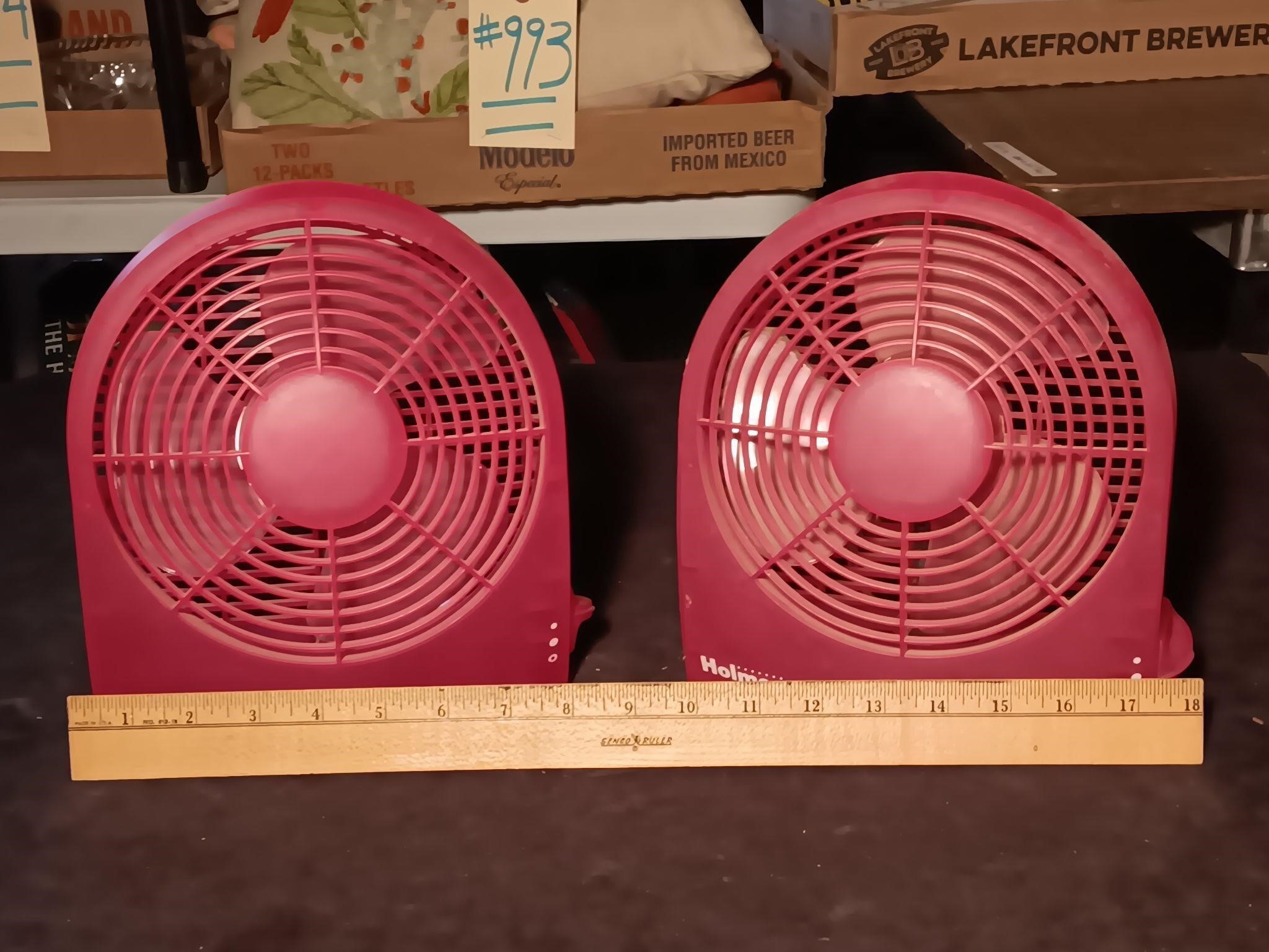 (2) 7" Holmes Electric Fans. Both Are Working.