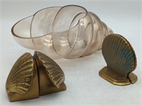 (L) Seashells. Brass & Glass Decoration &