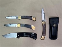 (4) BUCK FOLDING POCKET KNIVES - 110, 446