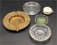 5 Ashtrays(Brass/Glass)