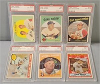 6 Graded 1959 Topps Baseball Cards PSA