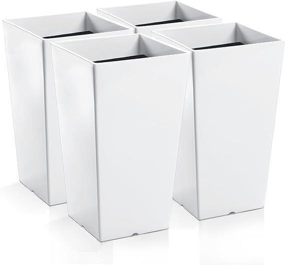 Hushee 4 Pieces Tall Outdoor Planters White