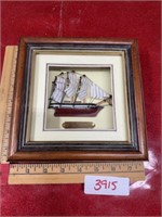 Nautical artwork, tall ship shadowbox