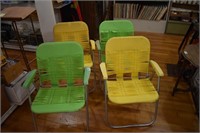4 Aluminum Lawn Chairs w/Vinyl Tube Cord Seat/back