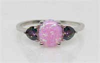 Pink Opal & Mystic Topaz Ring