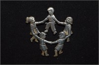 Sterling James Avery Children in Circle Brooch