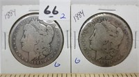 2 - 1884 Morgan silver dollars