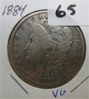 1884 Morgan silver dollar