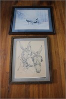 Signed Matted Framed Horse/ Donkey Prints