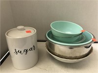 Sugar Jar & Assorted Bowls
