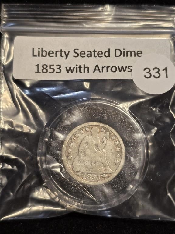 1853 Liberty Seated Dime w/ arrows