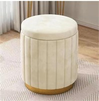 Living Room Velvet Storage Footstool, Round