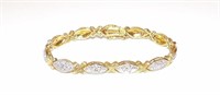 Gold over Sterling X 2-Tone Tennis Bracelet