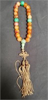 Amber and jade prayer beads with box