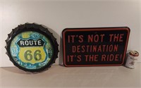 Two Metal Signs Incl. Route 66