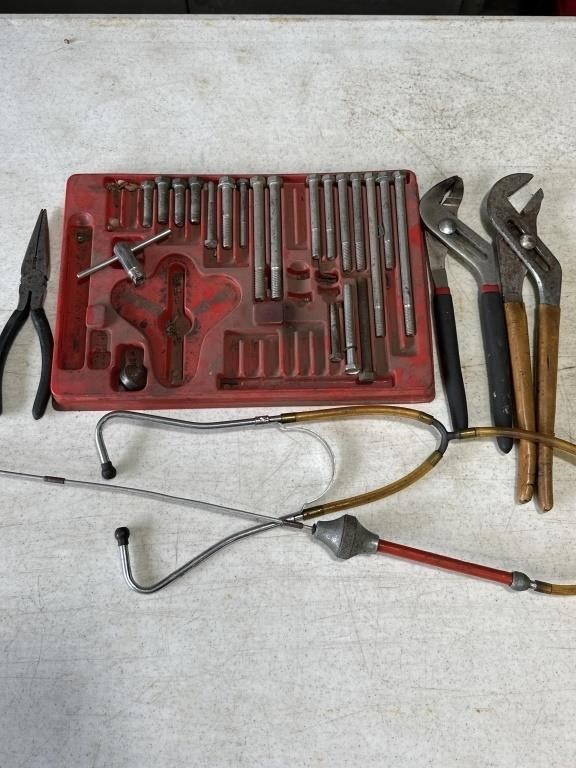 Tap Set, Assorted Pliers, Engine stethoscope