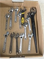 Assorted adjustable wrenches