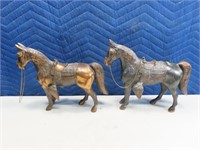 (2) Vintage Metal 12" CopperLook Horse Statues