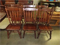 Set of 6 Arrow Back Oak Finish Chairs