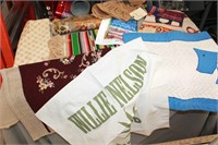 Vintage quilt, embroidery, fabric, and more