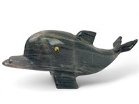 Carved Stone Dolphin Sculpture