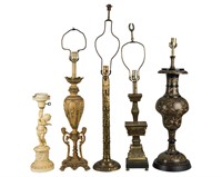 Five Iron and Brass Lamps