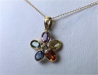 $2000. 10kt. Sapphire (3.40ct) Necklace