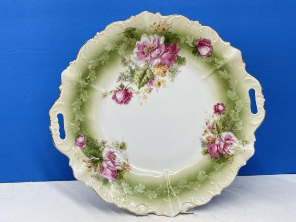 Vintage 2 Handle Floral Serving Plate