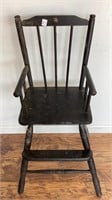 Black wood high chair, G medal on back, needs