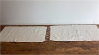 2 white cotton throw rugs, 49x 26, popcorn weave
