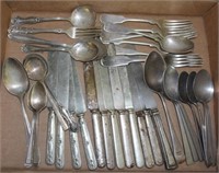 assorted silverplate and stainless flatware