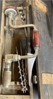 Vintage hand drill w/ bits in case