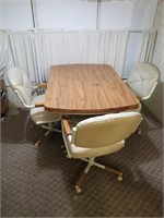 Dining Table & Rolling Chairs