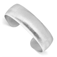 Sterling Silver Rhodium-plated Brushed Cuff Bangle