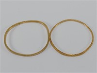 2 MARKED P.J22C GOLD BANGLES