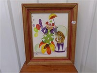 Orig Clown Painting in Frame