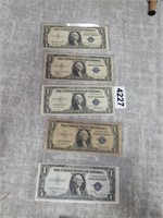 (5) BLUE SEAL 1$ SILVER CERTIFICATES