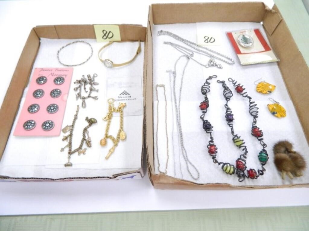 (2) Flats of Misc. Costume Jewelry with Charm