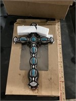 Turquoise Wall Mount Wooden Cross