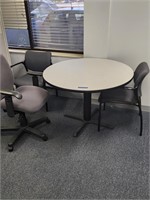 Round office table and 3 chairs