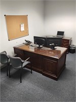 8 piece office Desk 3x6', Credenza 19x60", 12x36x