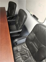 Black leather office chairs w/4×4' white dry