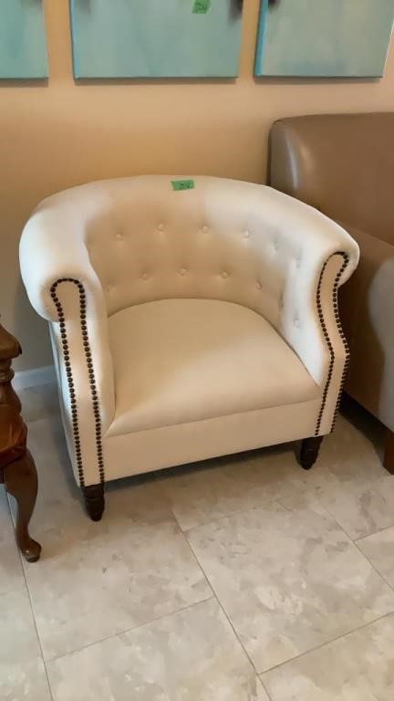 White barrel side chair