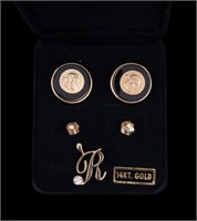 14K Gold Earrings and Pendant