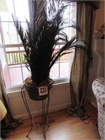39.5" Tall Metal Stand with Artificial Plant