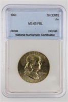 1960 Franklin Half NNC MS-65 FBL Price Guide $185