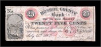 25-Cent obsolete bank note, Monroe County Bank,