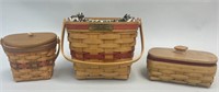 Set of 3 Longaberger Christmas Baskets Biscuit