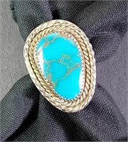 Silver & Turquoise Ring Size 6.5